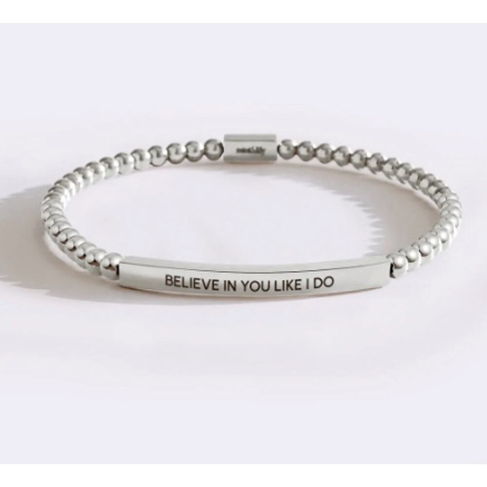 💥#32 Mint & Lilly Believe in You Like I Do Beaded Bracelet*Silver*7"